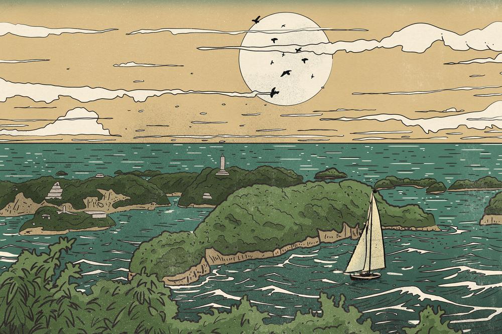 Japanese Islands Lighthouse-by-Nicholas-wall-art-print-canvas-poster-framed-Gioia