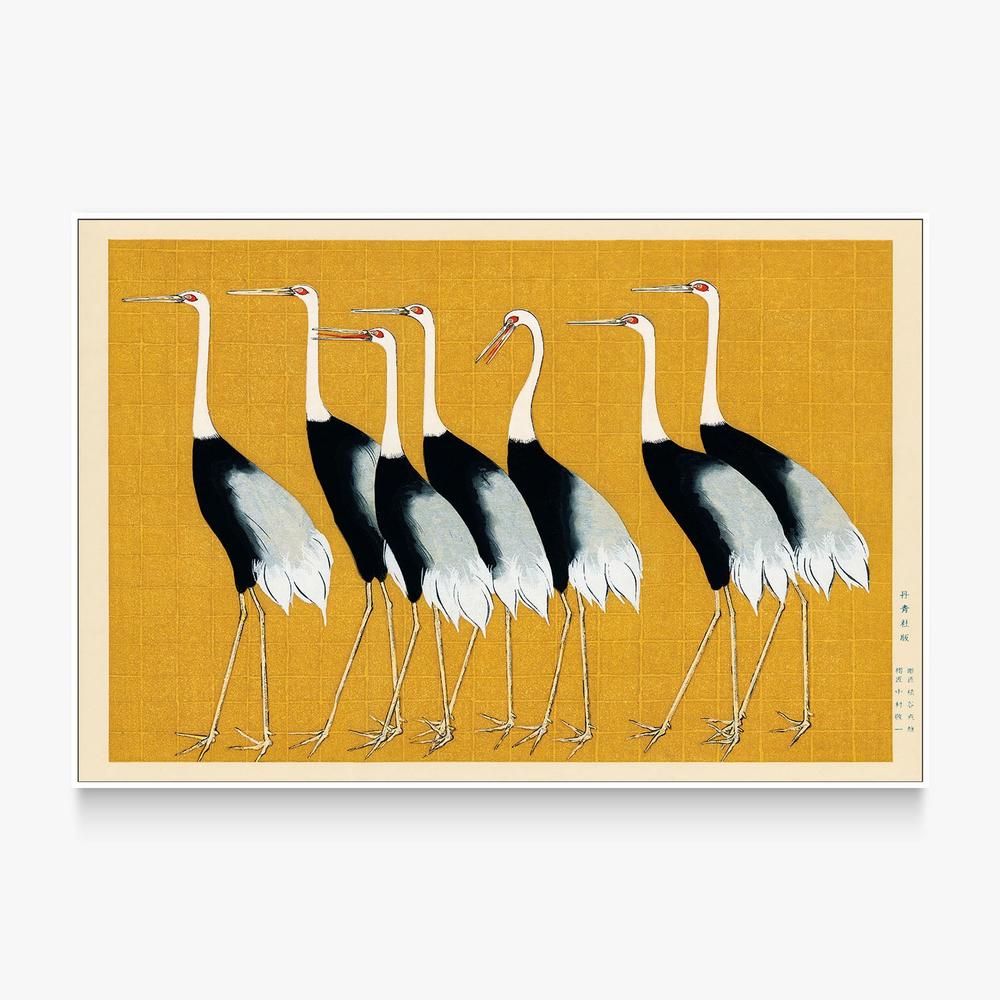 Japanese Red Crown Crane-by-Ogata Korin-wall-art-print-canvas-poster-framed-Gioia