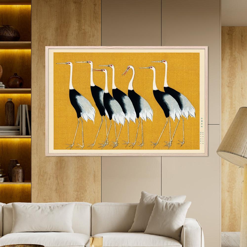 Japanese Red Crown Crane-by-Ogata Korin-wall-art-print-canvas-poster-framed-Gioia