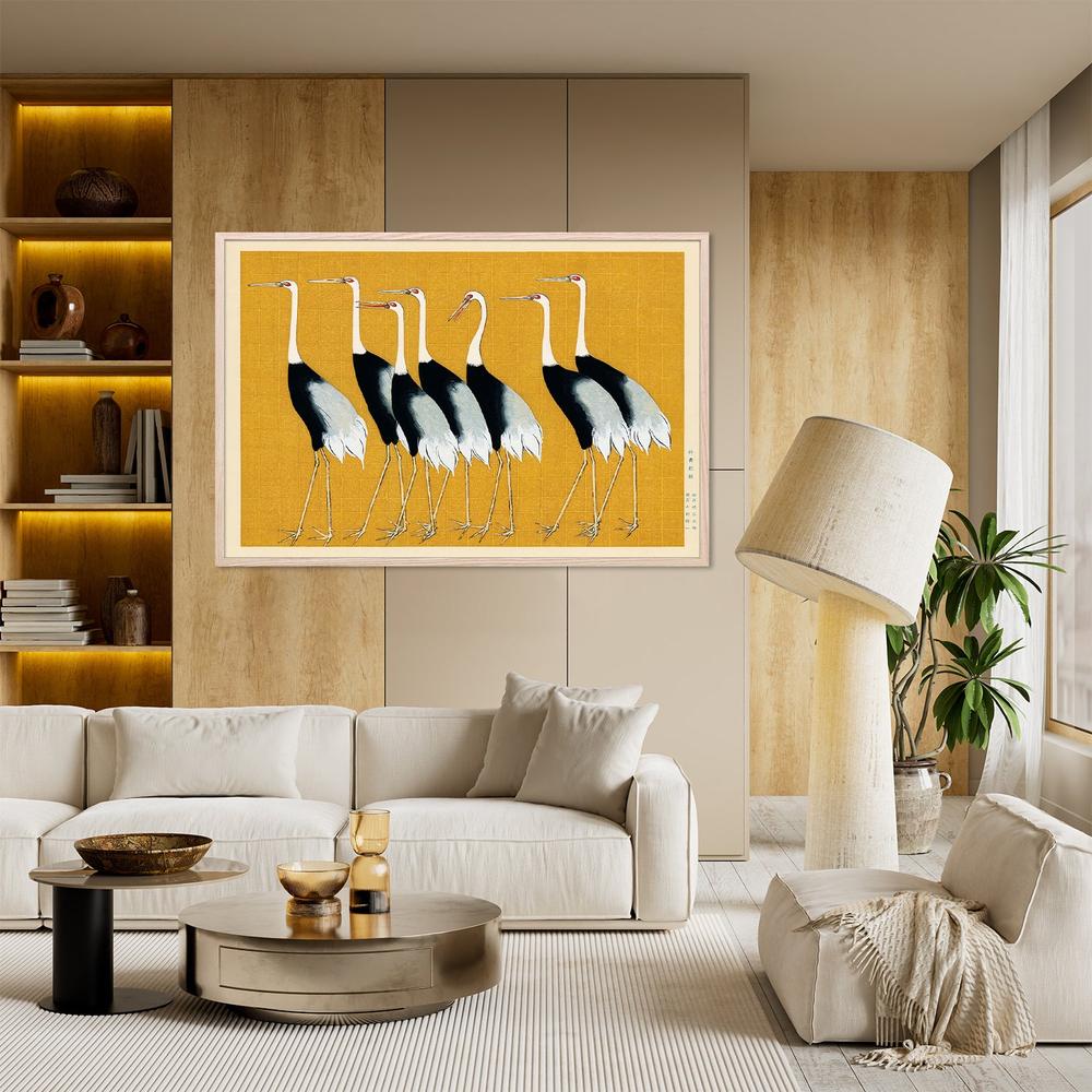 Japanese Red Crown Crane-by-Ogata Korin-wall-art-print-canvas-poster-framed-Gioia