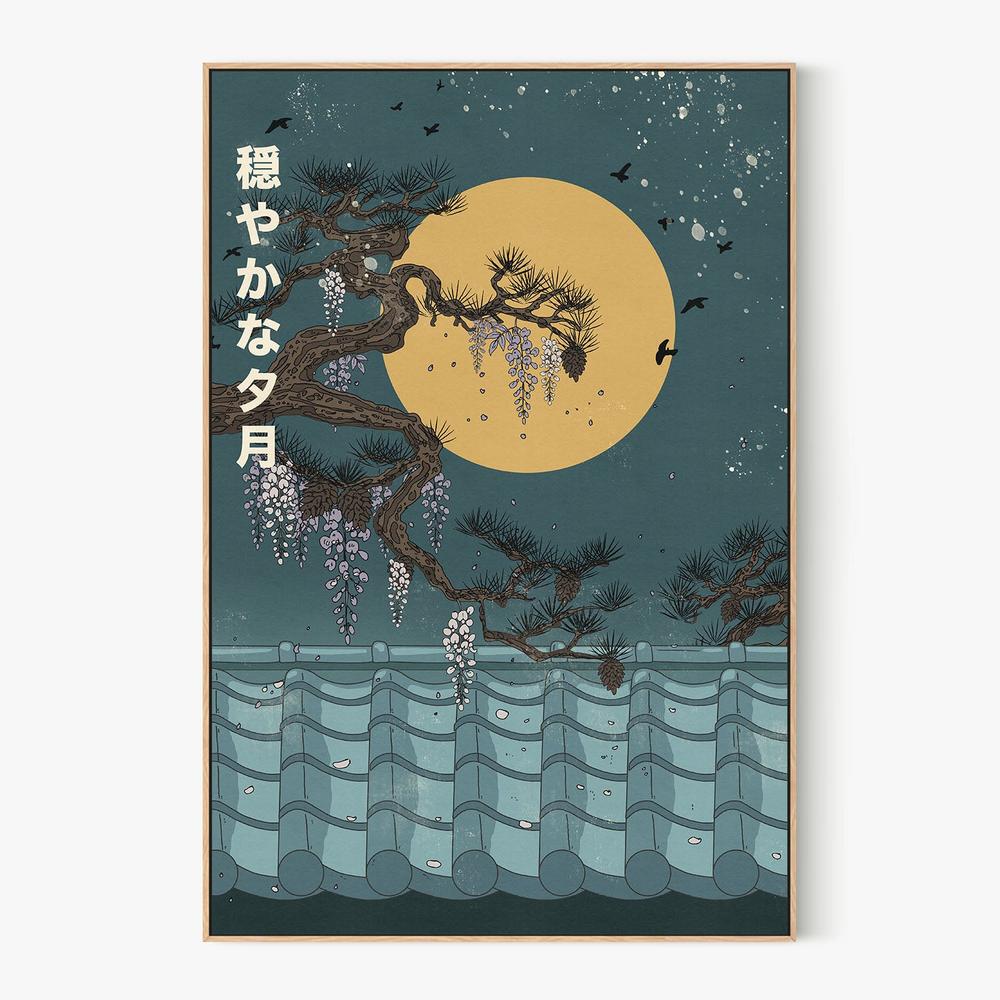 Japanese Wisteria Moon-by-Nicholas-wall-art-print-canvas-poster-framed-Gioia