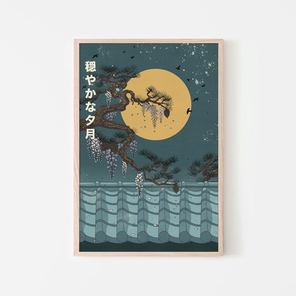 Japanese Wisteria Moon-by-Nicholas-wall-art-print-canvas-poster-framed-Gioia