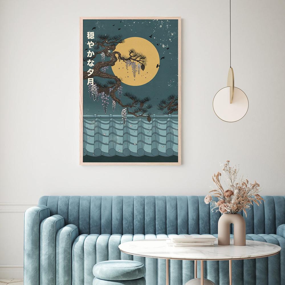 Japanese Wisteria Moon-by-Nicholas-wall-art-print-canvas-poster-framed-Gioia