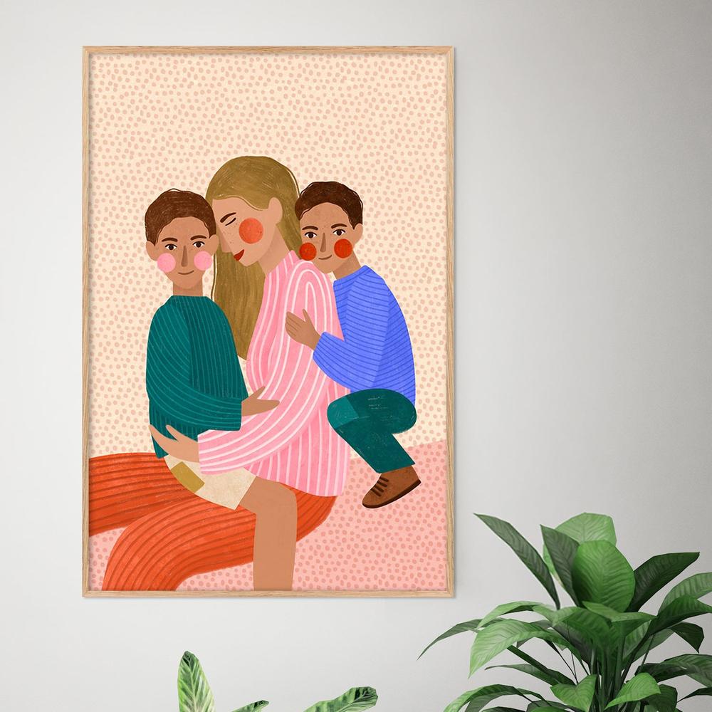 Joyful Family Hug-by-Bea Muller-wall-art-print-canvas-poster-framed-Gioia