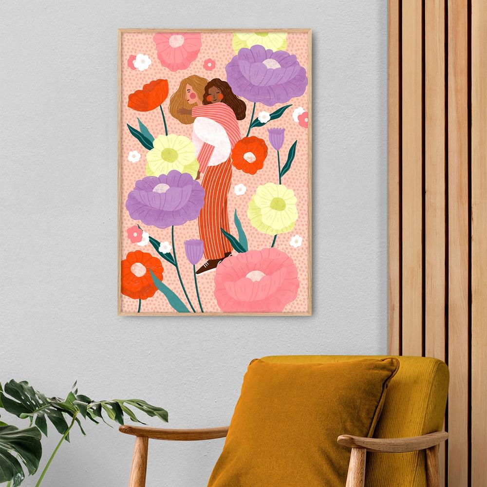 Joyful Floral Embrace-by-Bea Muller-wall-art-print-canvas-poster-framed-Gioia