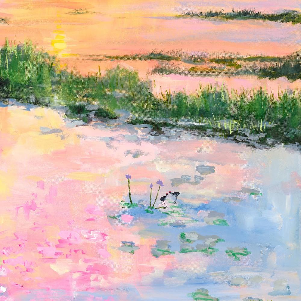 Kakadu Jacana Sunset-by-Meredith Howse-wall-art-print-canvas-poster-framed-Gioia