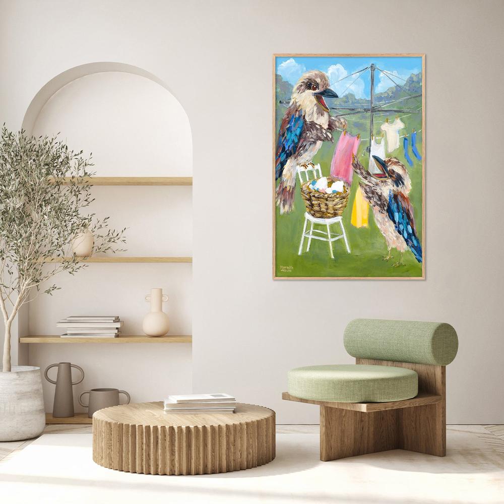 Kookaburra Clothesline-by-Meredith Howse-wall-art-print-canvas-poster-framed-Gioia