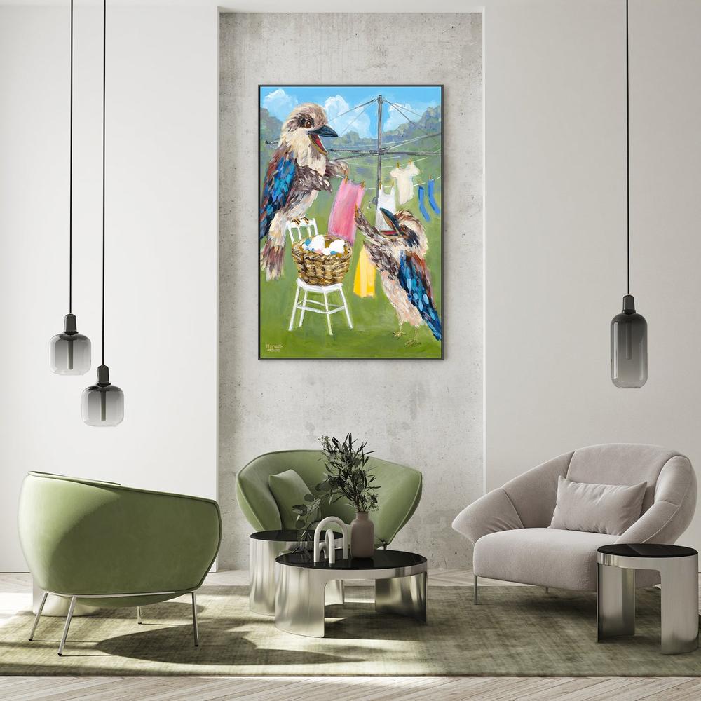 Kookaburra Clothesline-by-Meredith Howse-wall-art-print-canvas-poster-framed-Gioia