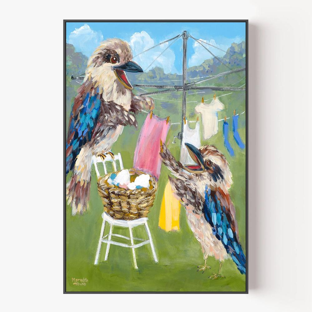 Kookaburra Clothesline-by-Meredith Howse-wall-art-print-canvas-poster-framed-Gioia