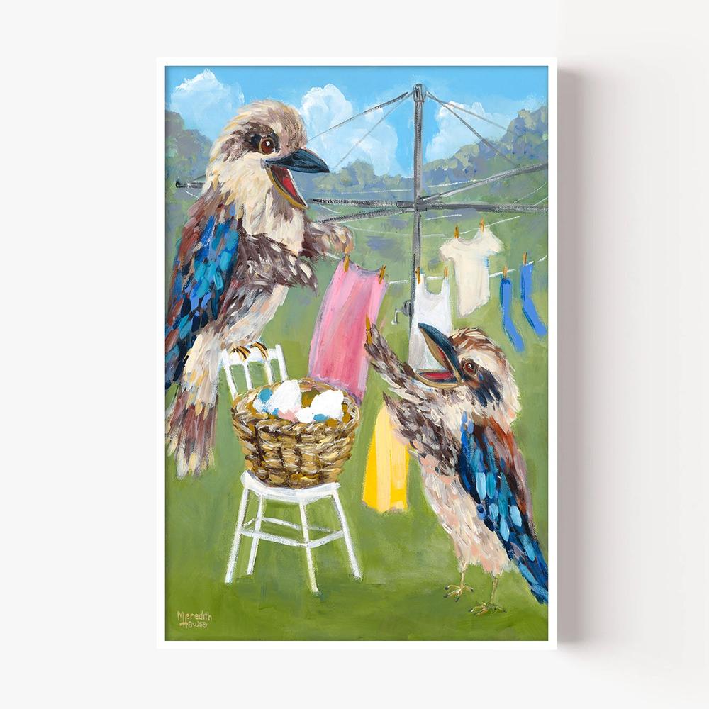 Kookaburra Clothesline-by-Meredith Howse-wall-art-print-canvas-poster-framed-Gioia