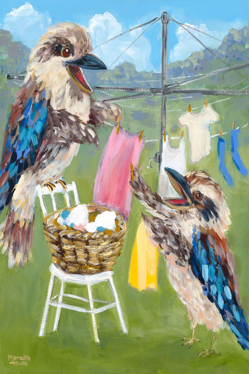 Kookaburra Clothesline-by-Meredith Howse-wall-art-print-canvas-poster-framed-Gioia