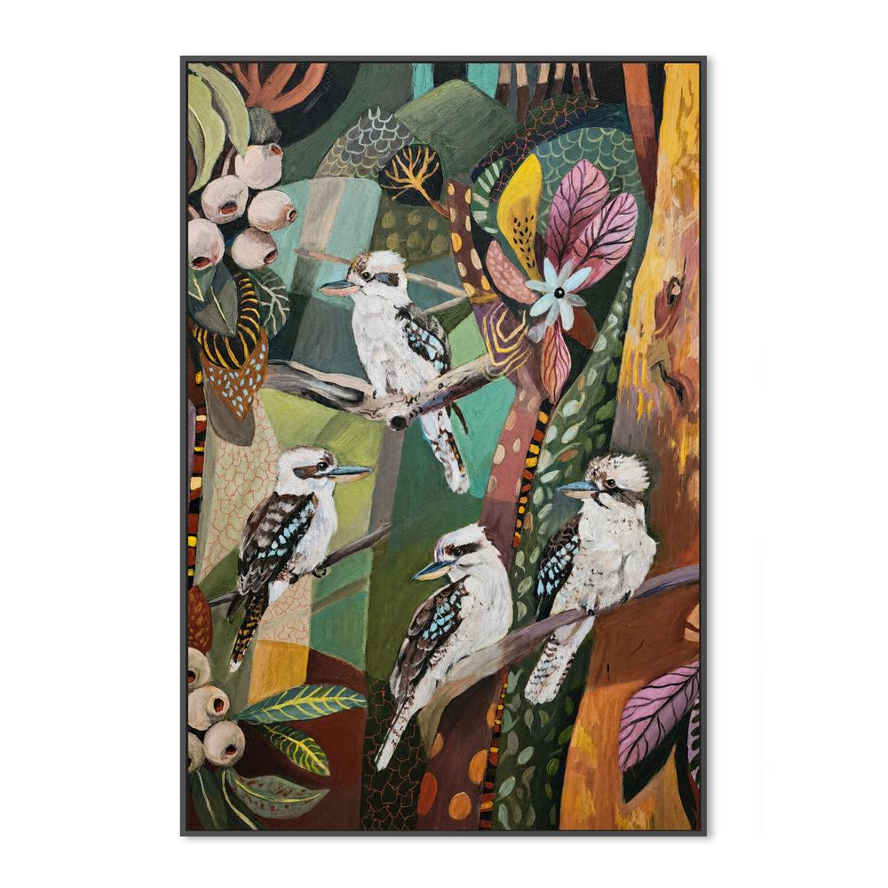 Kookaburras with Gumnuts-by-Susan Trudinger-wall-art-print-canvas-poster-framed-Gioia