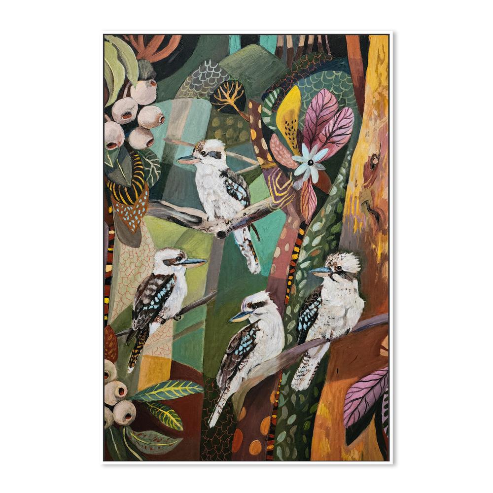 Kookaburras with Gumnuts-by-Susan Trudinger-wall-art-print-canvas-poster-framed-Gioia
