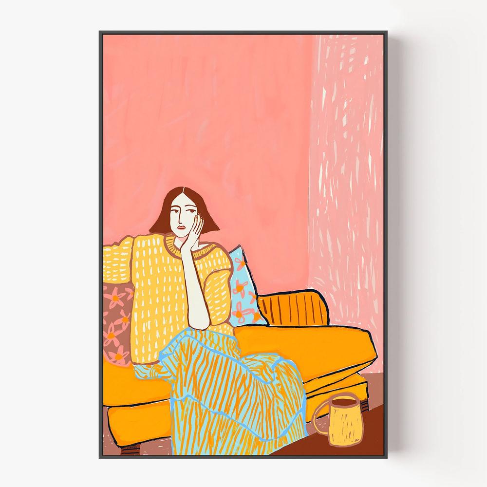 Lady With Coffee-by-Sharyn Bursic-wall-art-print-canvas-poster-framed-Gioia