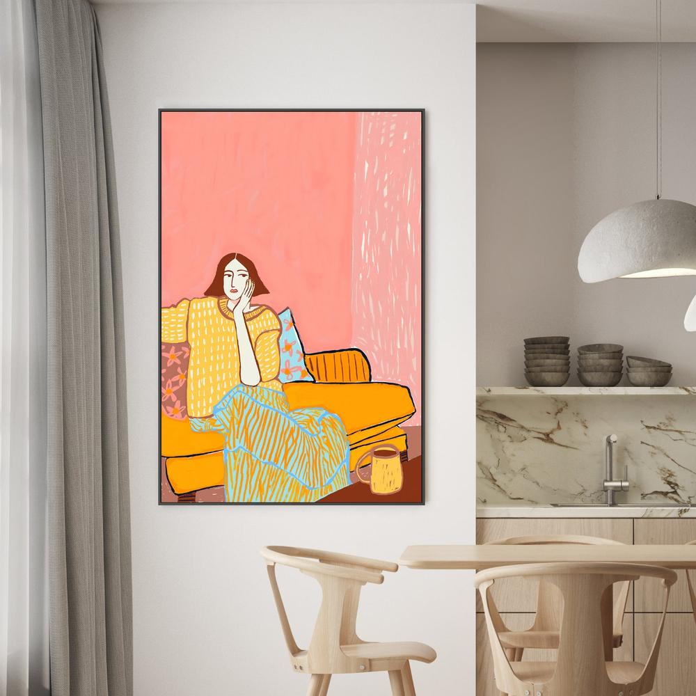Lady With Coffee-by-Sharyn Bursic-wall-art-print-canvas-poster-framed-Gioia