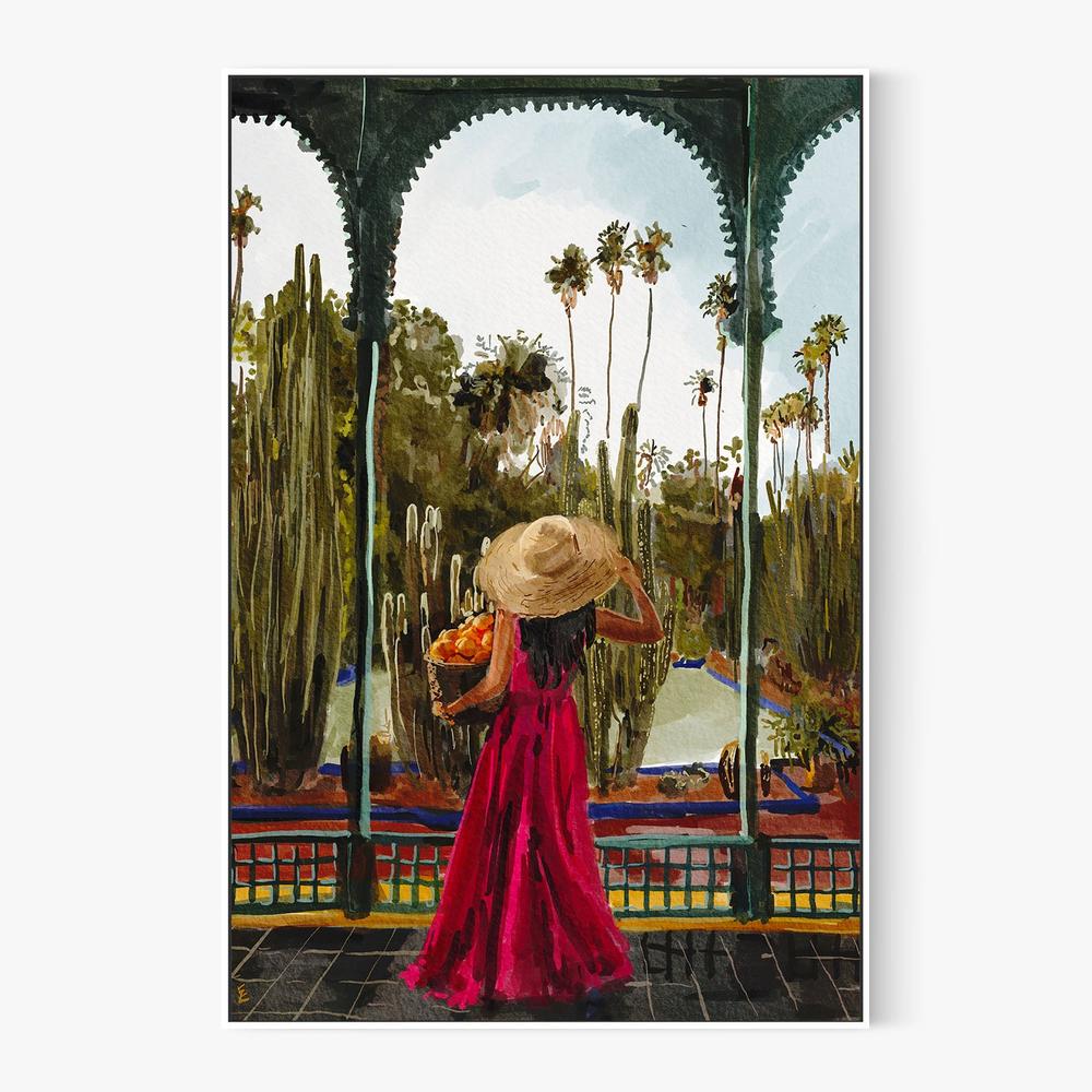 Lady with oranges-by-Ekaterina Zagorska-wall-art-print-canvas-poster-framed-Gioia