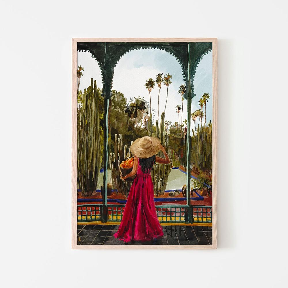 Lady with oranges-by-Ekaterina Zagorska-wall-art-print-canvas-poster-framed-Gioia