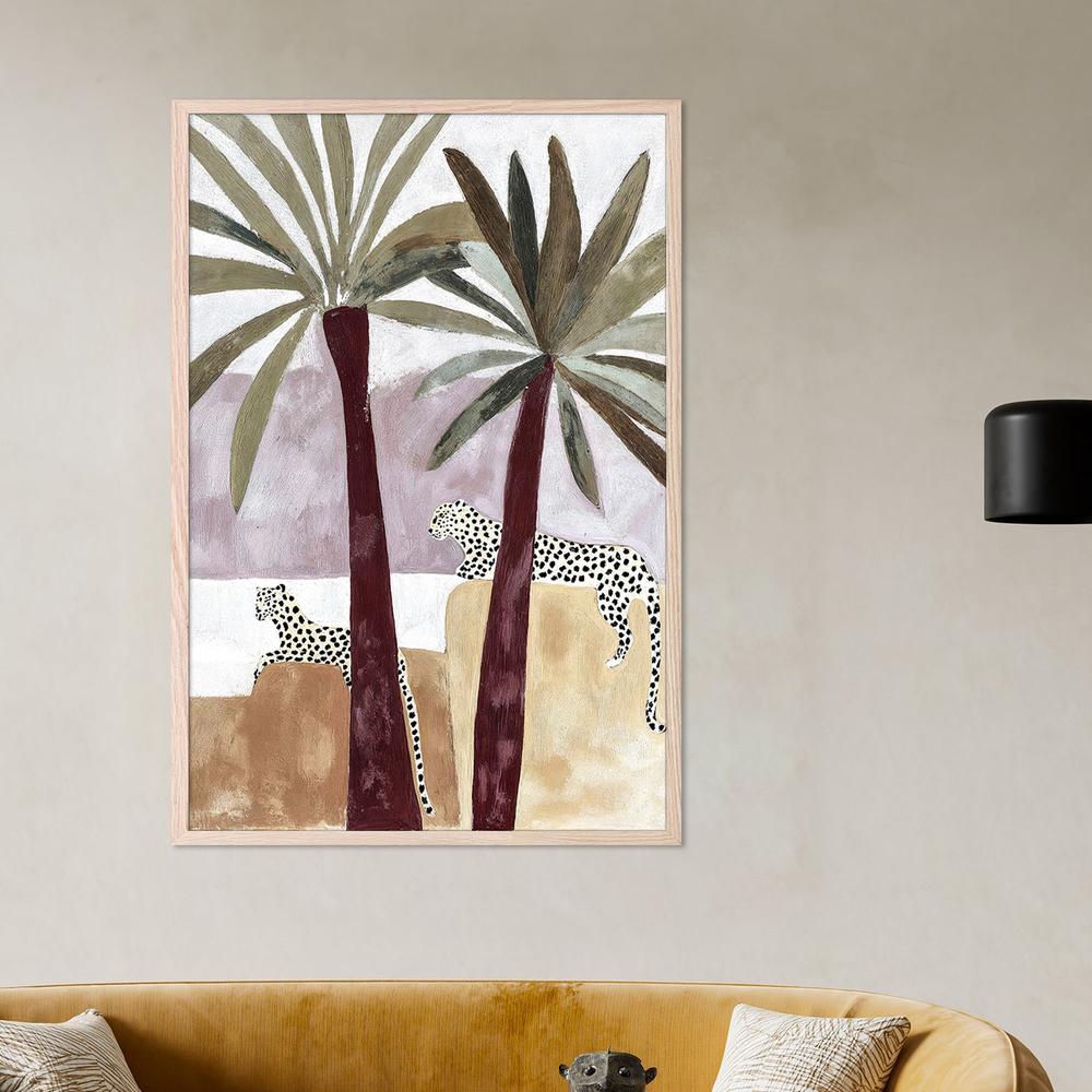 Leopard Palms, Burgundy tone-by-Lady Hana-wall-art-print-canvas-poster-framed-Gioia