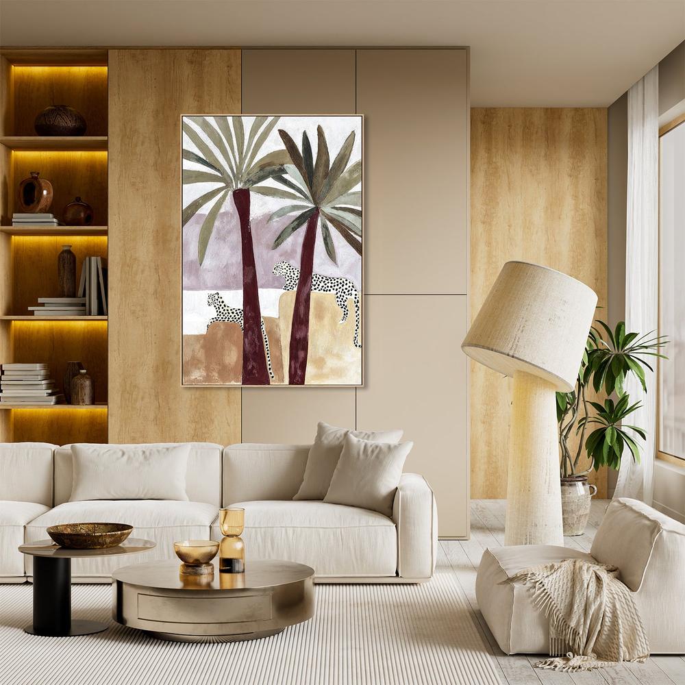 Leopard Palms, Burgundy tone-by-Lady Hana-wall-art-print-canvas-poster-framed-Gioia