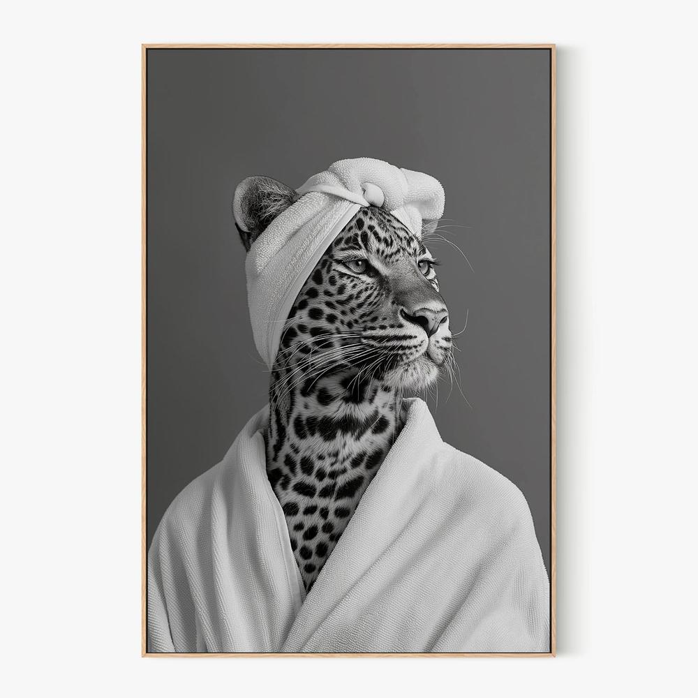 Leopard Spa Day-by-Niky Rahner-wall-art-print-canvas-poster-framed-Gioia
