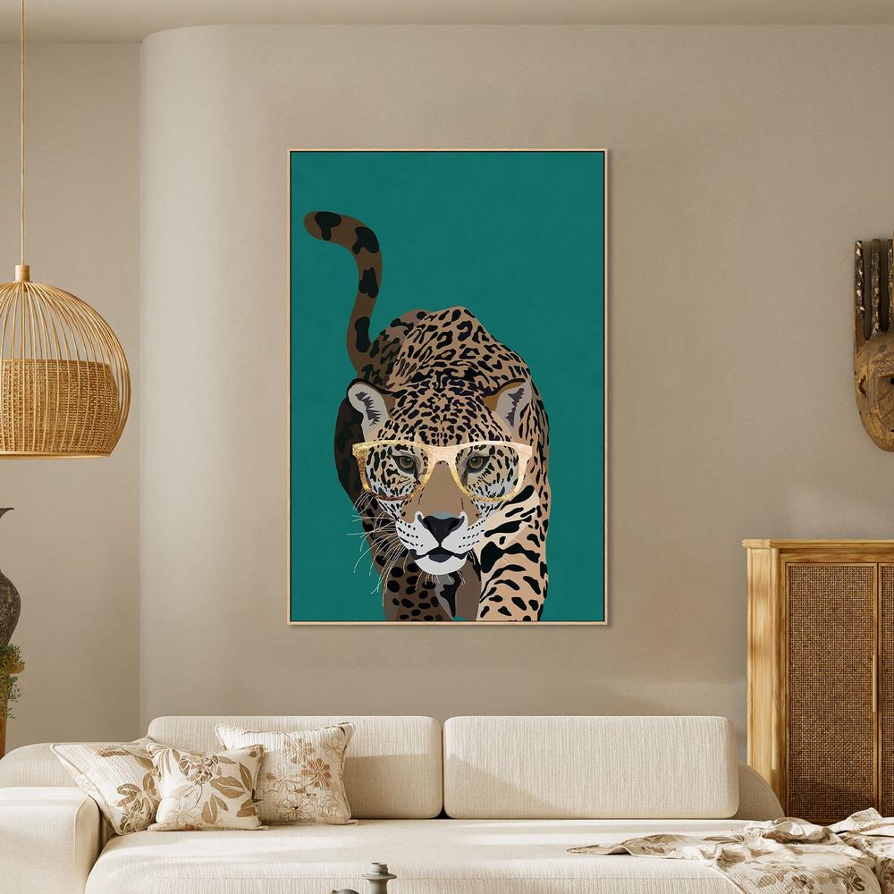 Leopard With Gold Glasses-by-Sarah Manovski-wall-art-print-canvas-poster-framed-Gioia
