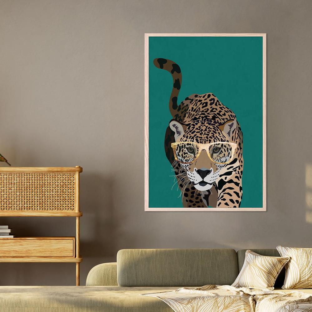 Leopard With Gold Glasses-by-Sarah Manovski-wall-art-print-canvas-poster-framed-Gioia