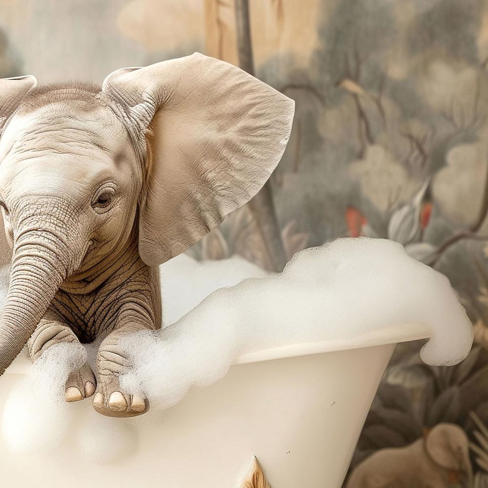 Little Elephant Bubble Bath-by-Niky Rahner-wall-art-print-canvas-poster-framed-Gioia