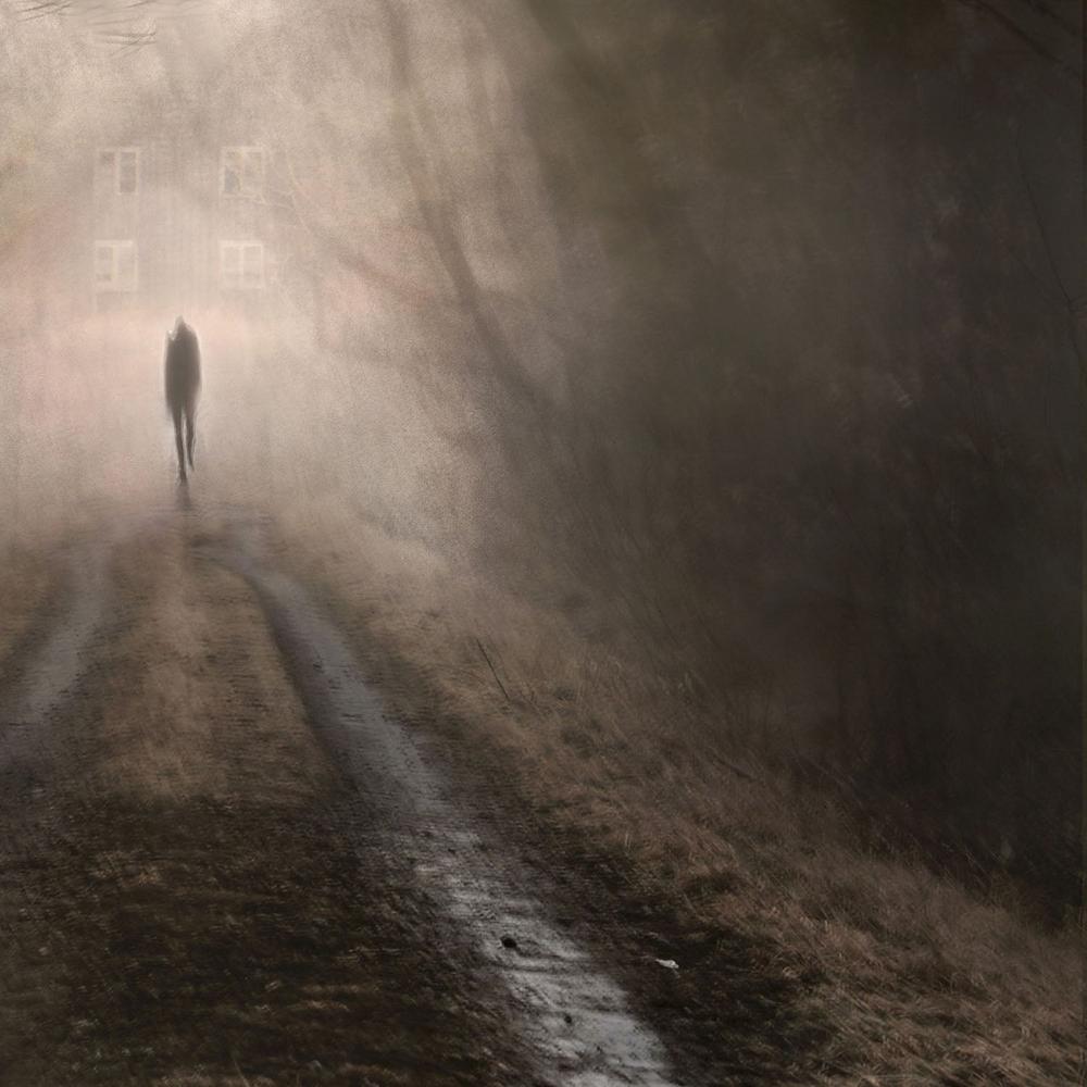 Lone Figure Misty Path-by-Christina Sillen-wall-art-print-canvas-poster-framed-Gioia