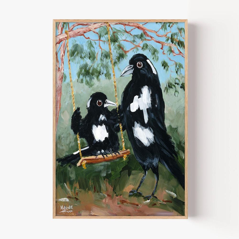 Magpie Swing-by-Meredith Howse-wall-art-print-canvas-poster-framed-Gioia