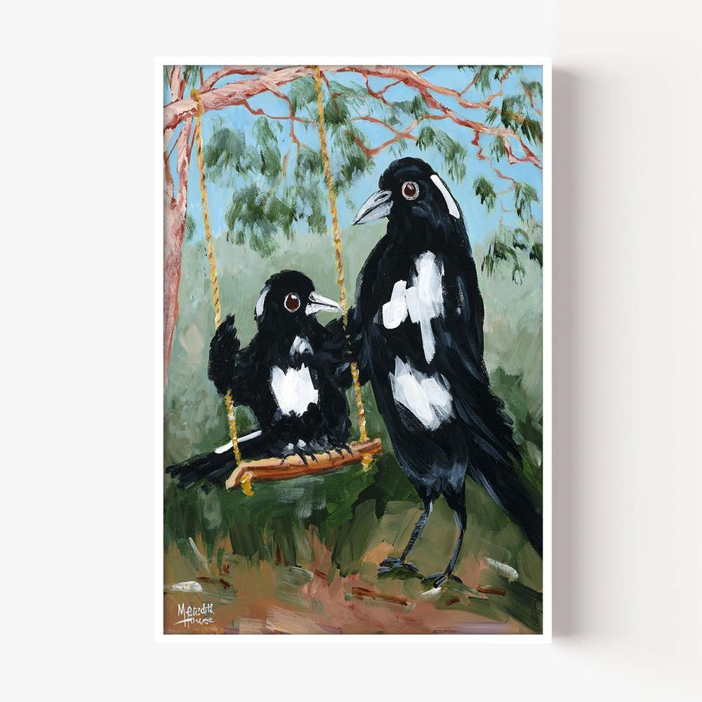 Magpie Swing-by-Meredith Howse-wall-art-print-canvas-poster-framed-Gioia