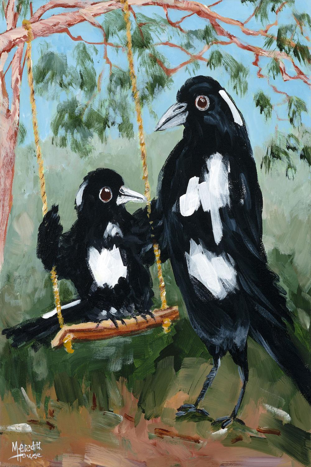 Magpie Swing-by-Meredith Howse-wall-art-print-canvas-poster-framed-Gioia