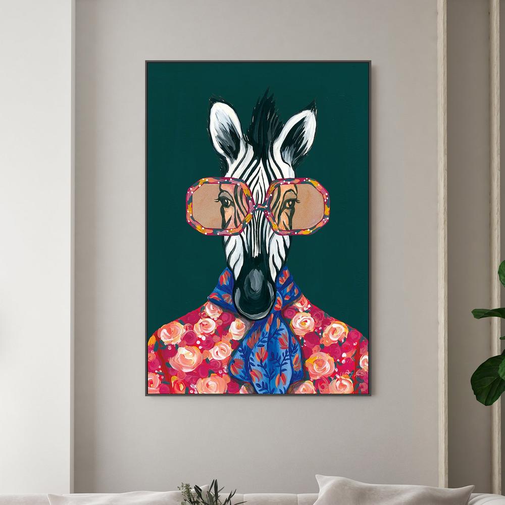 Miami Living Zebra Portrait-by-Yvette St. Amant-wall-art-print-canvas-poster-framed-Gioia