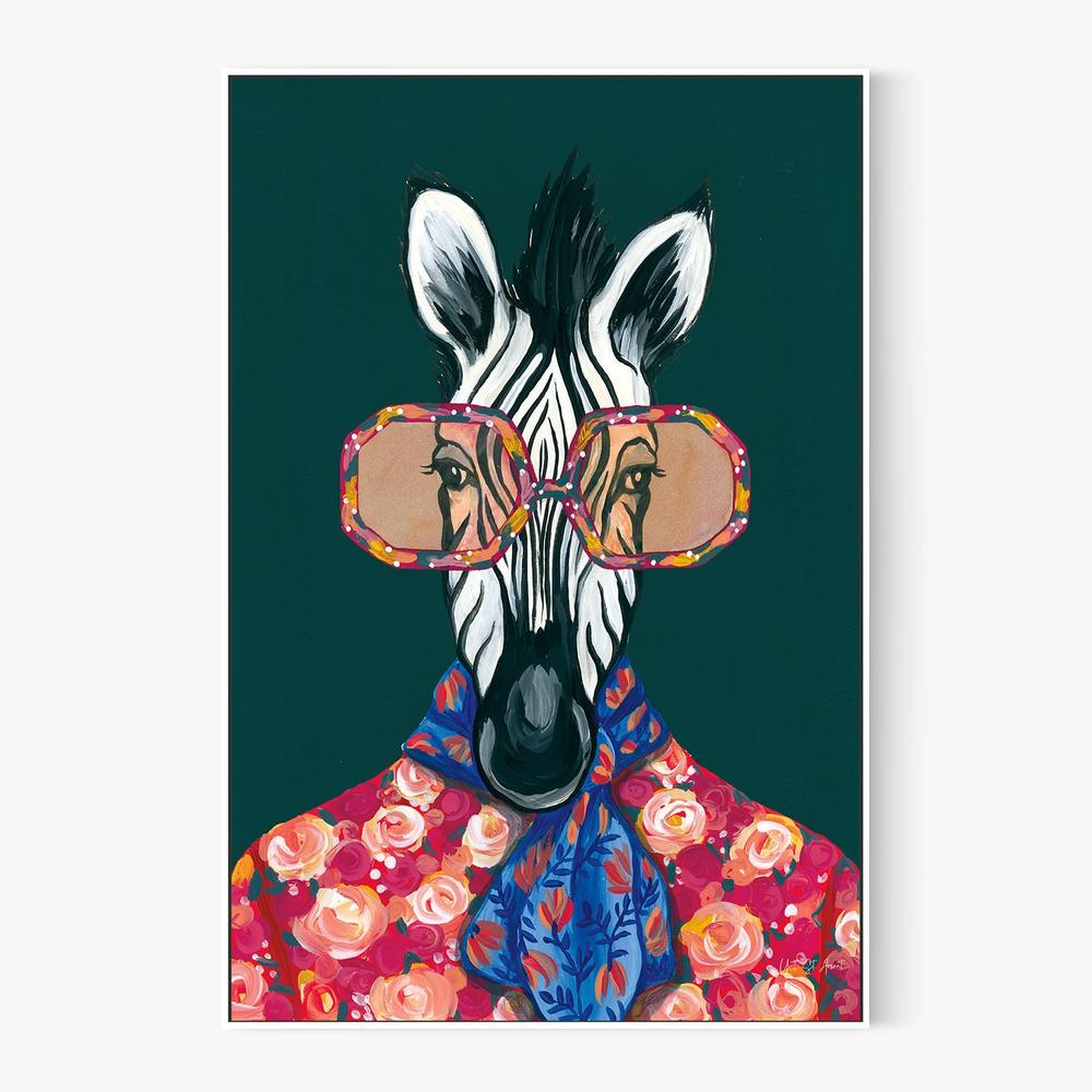 Miami Living Zebra Portrait-by-Yvette St. Amant-wall-art-print-canvas-poster-framed-Gioia