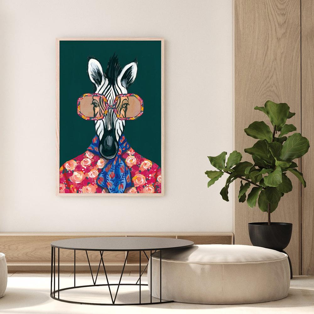 Miami Living Zebra Portrait-by-Yvette St. Amant-wall-art-print-canvas-poster-framed-Gioia