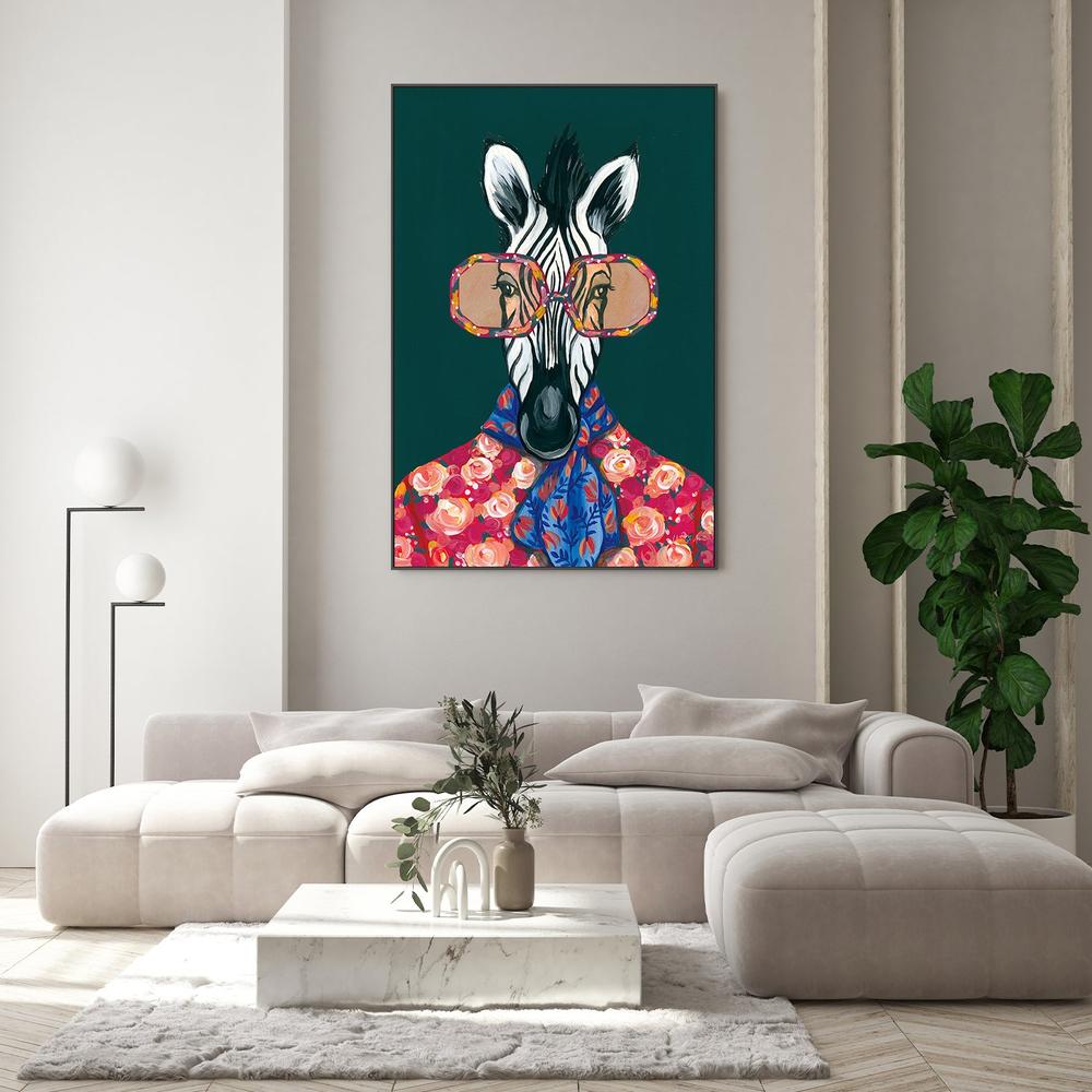 Miami Living Zebra Portrait-by-Yvette St. Amant-wall-art-print-canvas-poster-framed-Gioia
