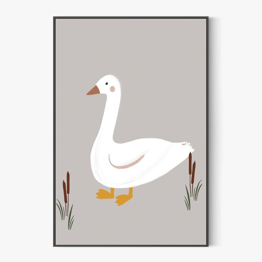 Minimalist White Goose-by-Menina Lisboa-wall-art-print-canvas-poster-framed-Gioia