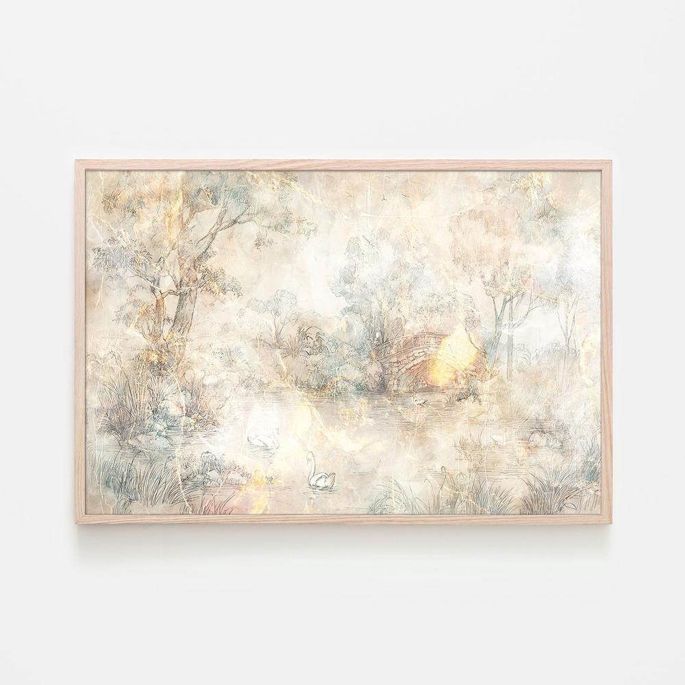 wall-art-print-canvas-poster-framed-Misty Lake Swans-6