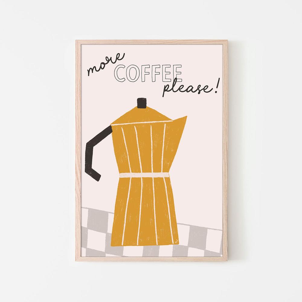 Moka Pot Coffee Please-by-Menina Lisboa-wall-art-print-canvas-poster-framed-Gioia