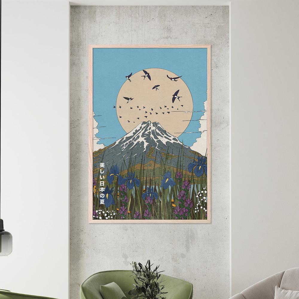 Mount Fuji Summer Swallows-by-Nicholas-wall-art-print-canvas-poster-framed-Gioia