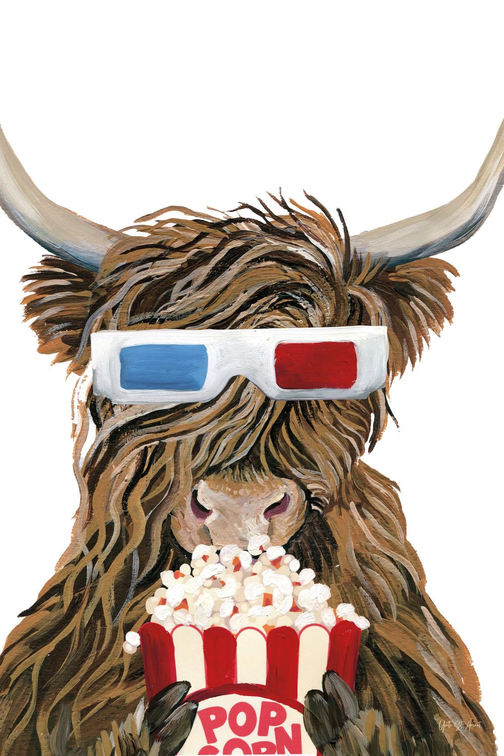 Movie Cow Popcorn-by-Yvette St. Amant-wall-art-print-canvas-poster-framed-Gioia