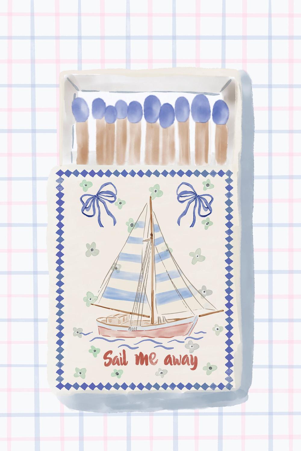 Nautical Matchbox Sailboat-by-Radhika Modi-wall-art-print-canvas-poster-framed-Gioia
