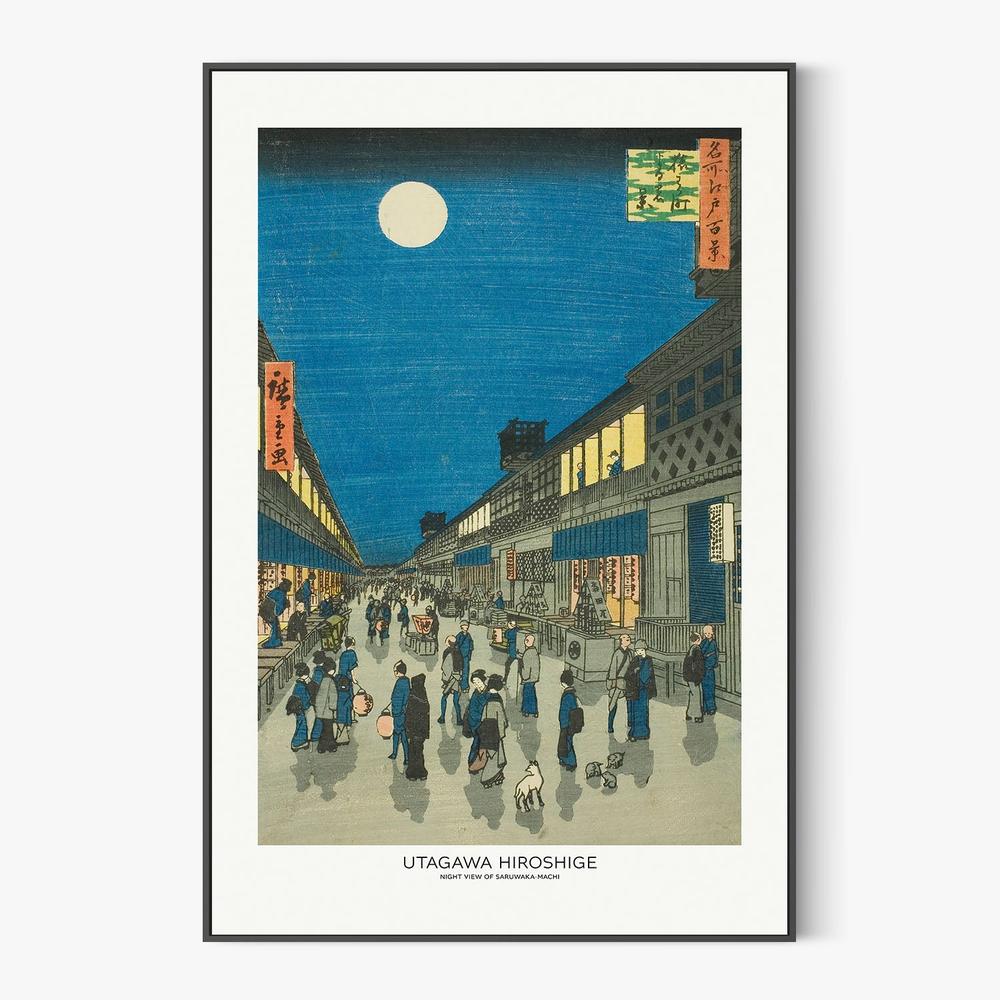 Night View of Saruwaka Machi-by-Utagawa Hiroshige-wall-art-print-canvas-poster-framed-Gioia