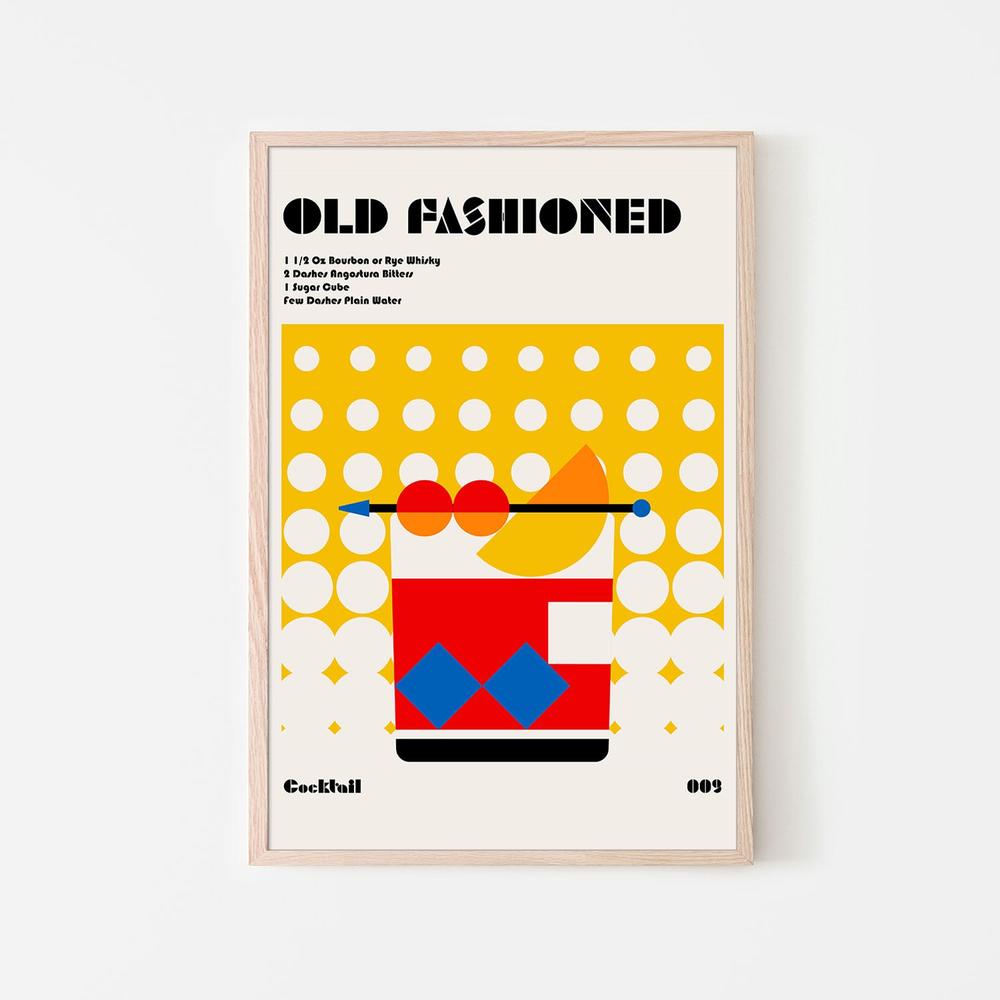 Old Fashioned Cocktail Recipe-by-Retrodrome-wall-art-print-canvas-poster-framed-Gioia