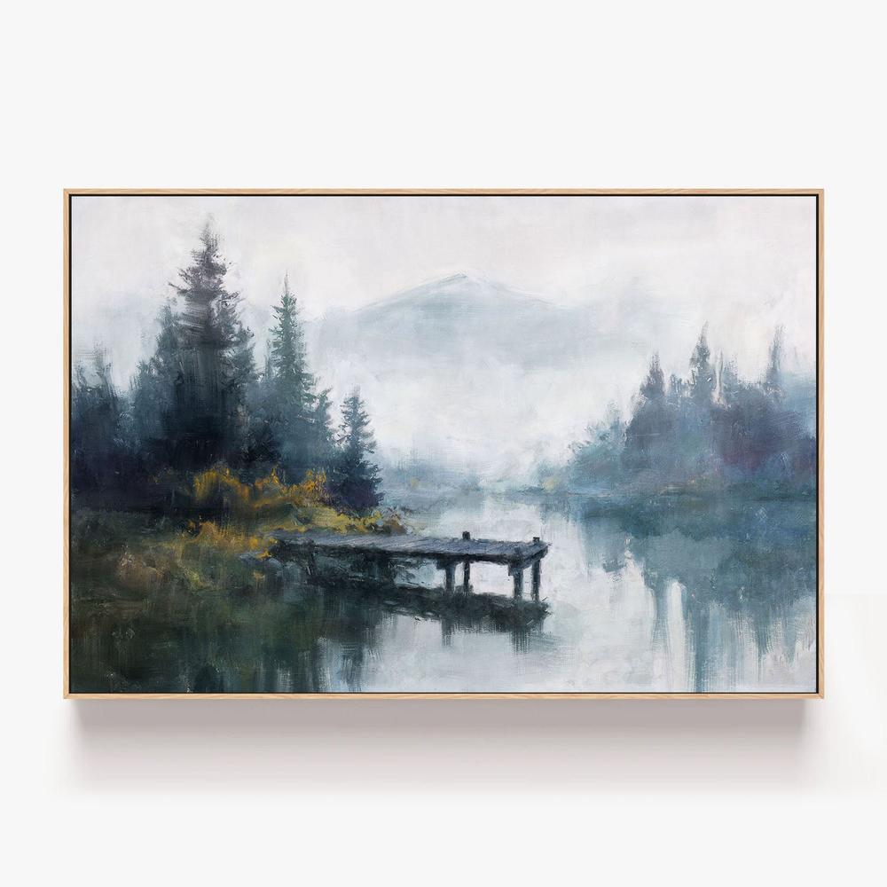 Pine Reflections-by-Nina Blue-wall-art-print-canvas-poster-framed-Gioia