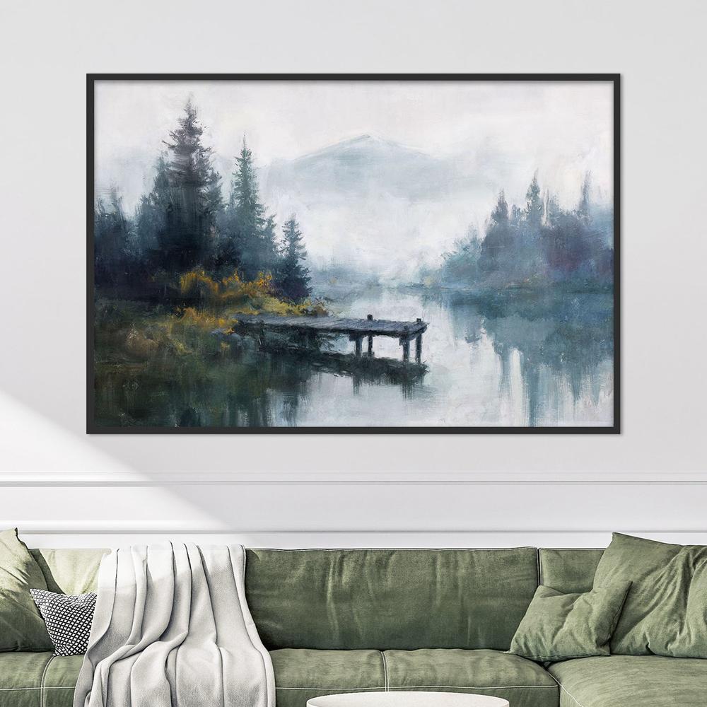 Pine Reflections-by-Nina Blue-wall-art-print-canvas-poster-framed-Gioia