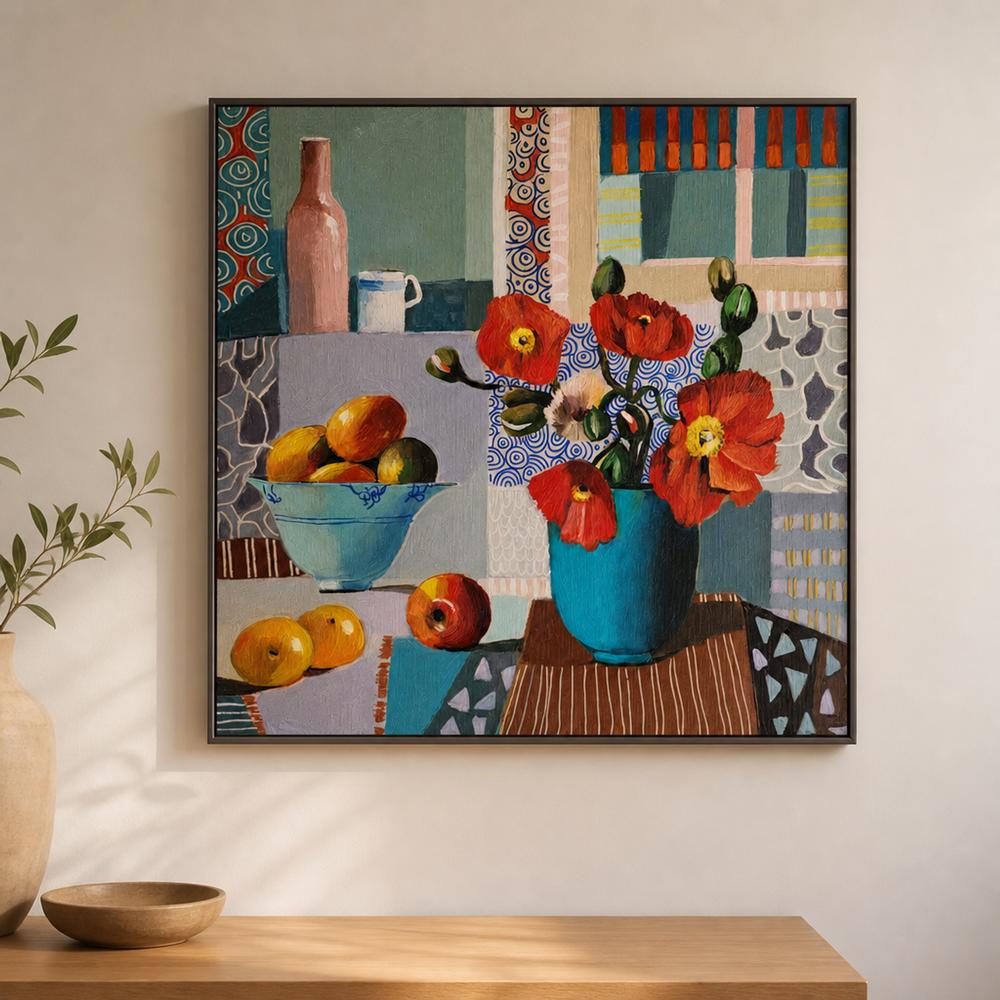 Poppies with Fruit-by-Susan Trudinger-wall-art-print-canvas-poster-framed-Gioia