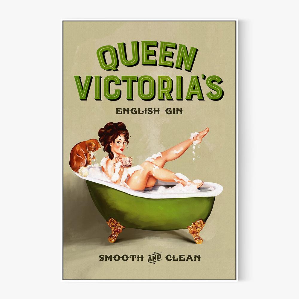 Queen Victoria English Gin Bath Pinup Girl-by-The Whiskey Ginger-wall-art-print-canvas-poster-framed-Gioia