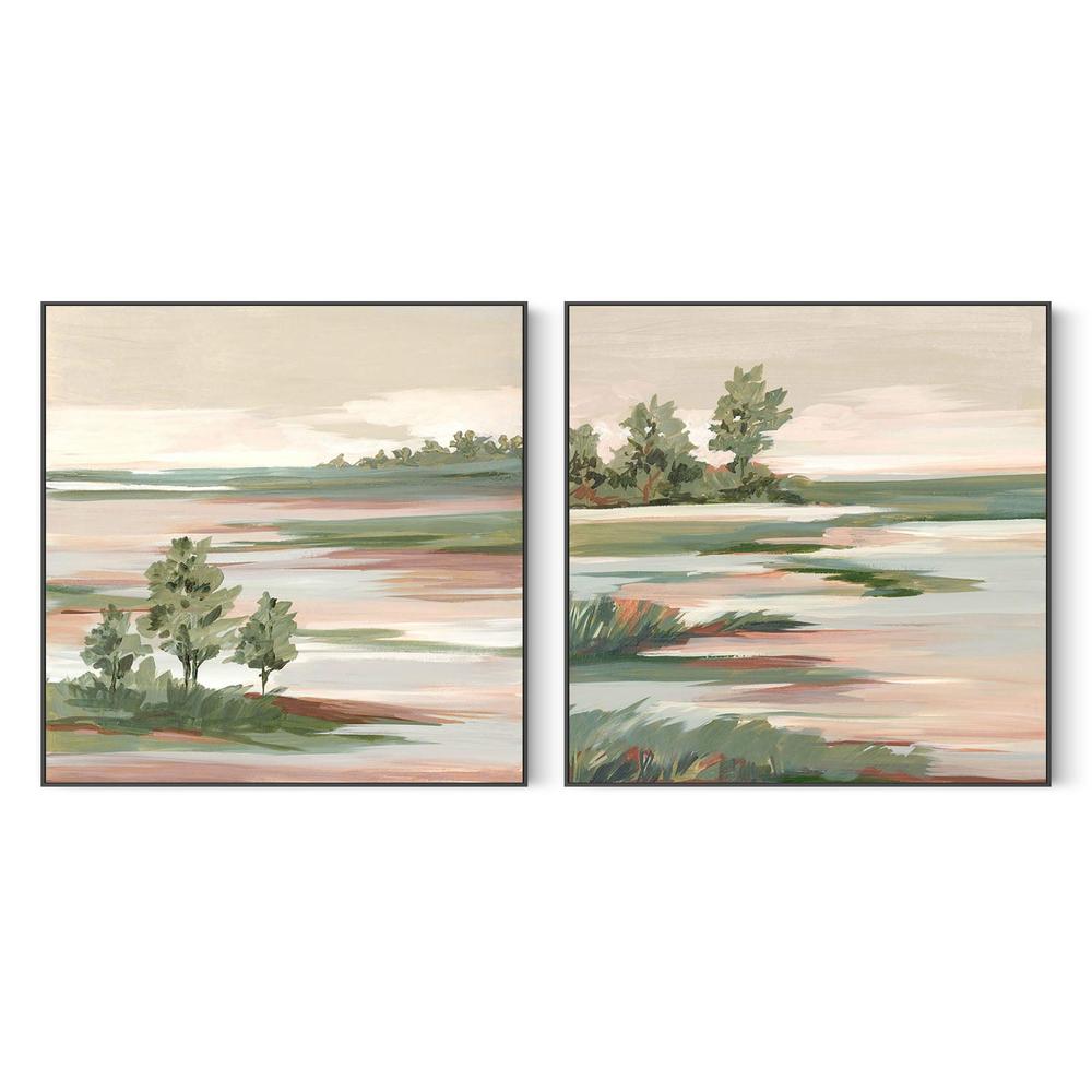 Quiet Marsh Under Soft Skies, Style A & B, Set Of 2-by-Lera-wall-art-print-canvas-poster-framed-Gioia