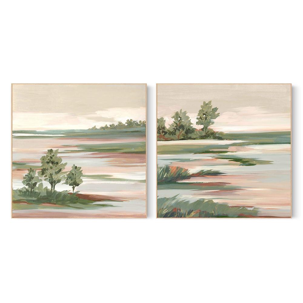 Quiet Marsh Under Soft Skies, Style A & B, Set Of 2-by-Lera-wall-art-print-canvas-poster-framed-Gioia