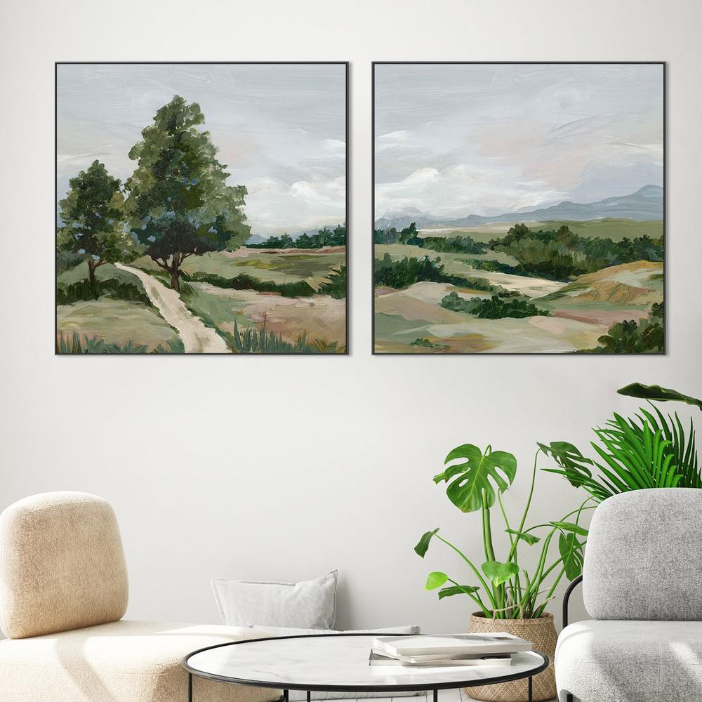 Quiet Path Through Open Fields & Gentle Hills Under Cloudy Skies, Set Of 2-by-Lera-wall-art-print-canvas-poster-framed-Gioia